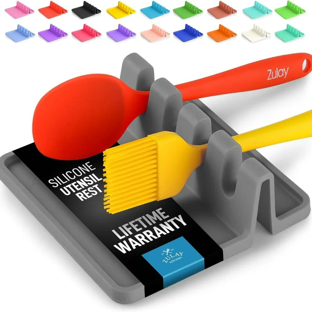 Kitchen Spoon Rest for‎ Multiple Utensils High Heat-Resistant Silicone Drip Pad